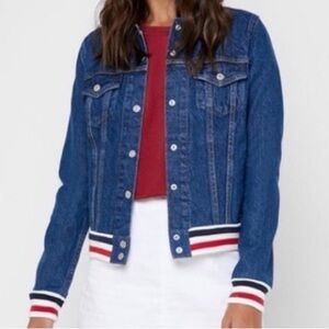 Levi’s Denim Jacket with Red, White, and Blue Sleeves